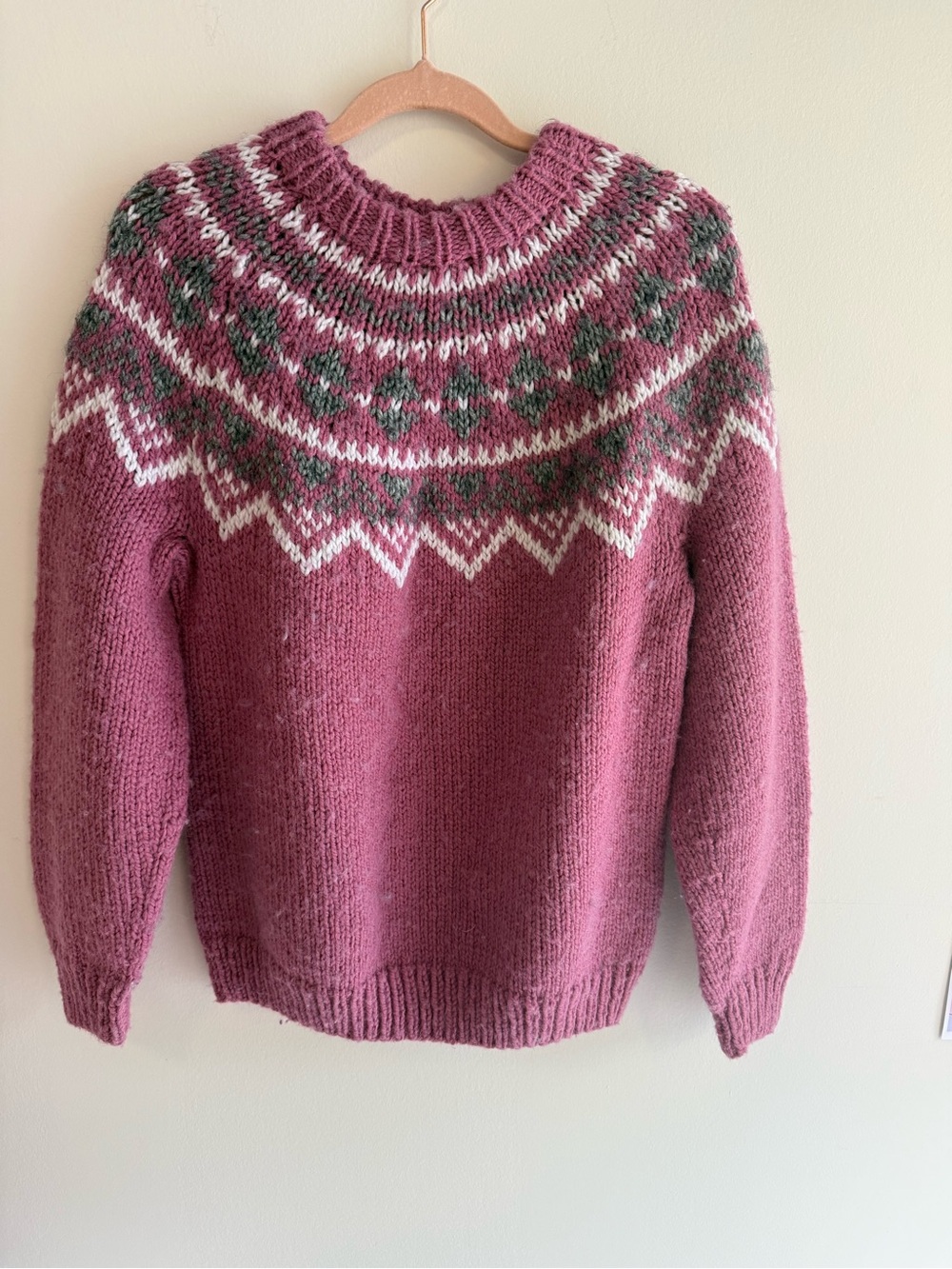 Cozy Pink Fair Isle Wool-Blend Sweater